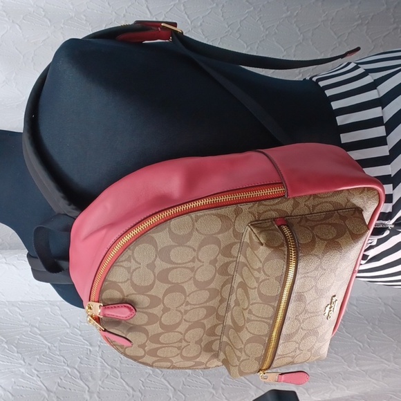 Coach 32200 Medium Charlie Backpack Signature/Poppy Color - Picture 13 of 16